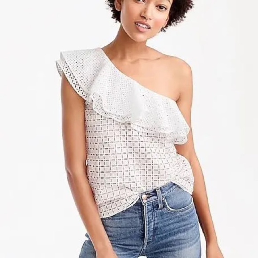 J Crew Geometric One-Shoulder Top